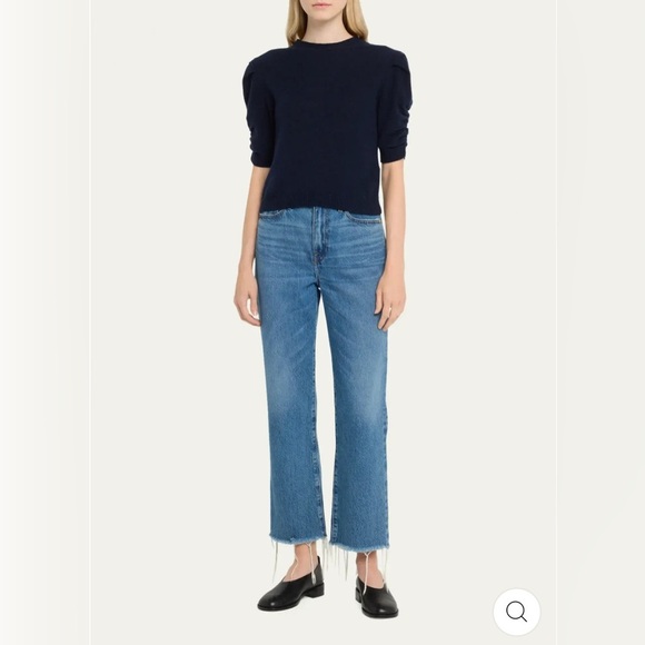 FRAME Denim Le Jane Crop Raw Fray Hem Ultra High Rise Straight Leg Jean NWOT - Picture 1 of 15